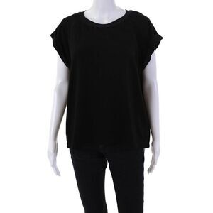 Red Haute Womens Short Sleeves Pullover Crew Neck Sweatshirt Black Size Large